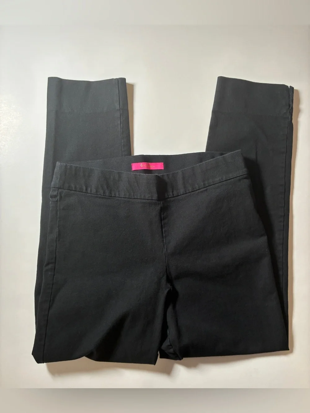 Lilly Pulitzer Black Straight-Leg Pants with Pink Waist Accent